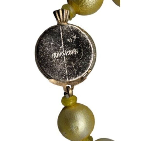 Hong Kong Ornate Detailed Beaded Necklace Handcrafted Yellow & White Beads 20" - Picture 4 of 14